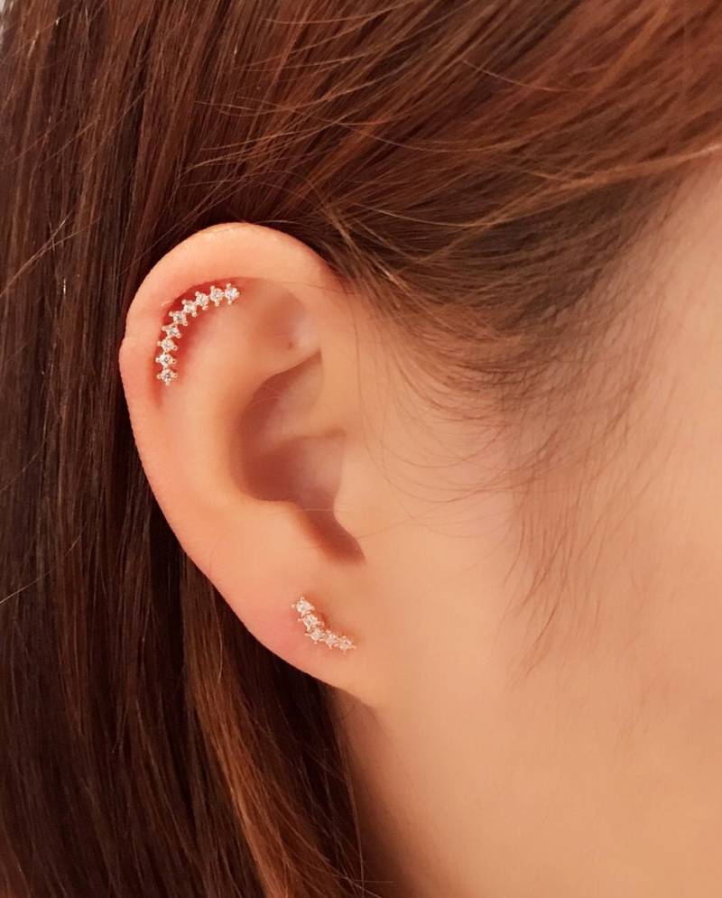 Curved Bar Cz Ohrstecker Set Conch Aus Chirurgenstahl von TheClaireStory