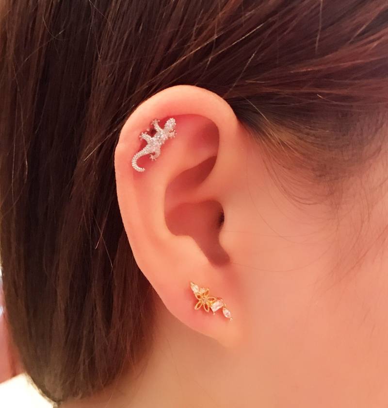 Eidechsen Knorpel Ohrring Helix Piercing Aus Chirurgenstahl von TheClaireStory