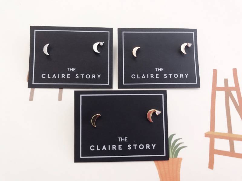 Mondsichel Piercing Set/Knorpelohrring Tragus Ohrstecker von TheClaireStory