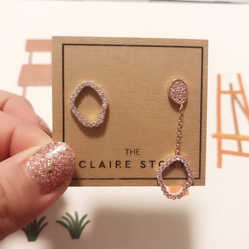 Rose Gold Ohrringe Sterling Silber Stift, Eleganter Ovaler Tropfen von TheClaireStory