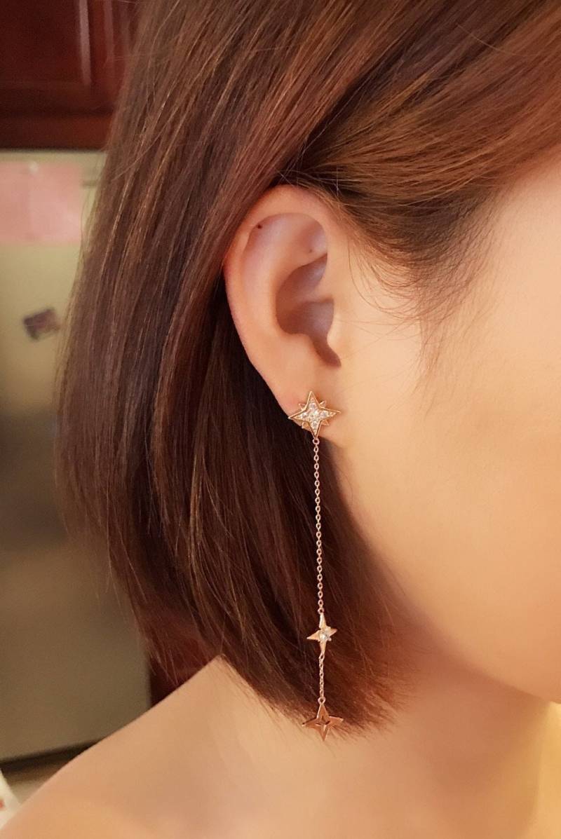 Sterling Silber Stern Ohrringe Lange Brautschmuck Kette von TheClaireStory