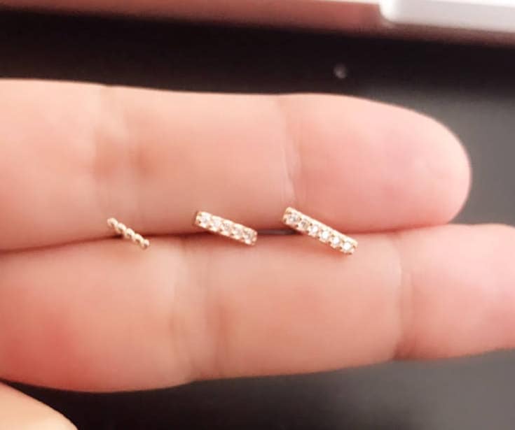 Trio Bar Ohrstecker/Kleine Ohrringe Sterling Silber Minimalist Schmuck 5 Mm, 7 9 Mm von TheClaireStory