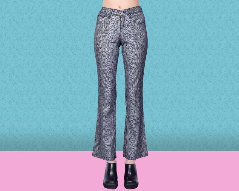 Deadstock Morgan Metallic Schlangenhaut Print Schlaghose von TheClubhouseVintage