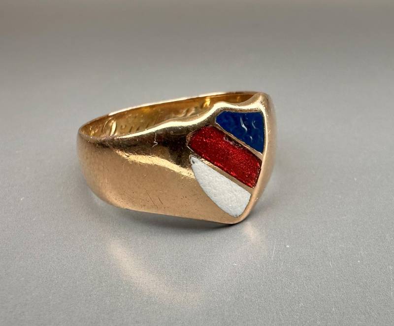 Antiker Deutscher 14K Gold Emaille Siegelring - Studenten Bruderschaft Schmuck, Us Größe 7, 5 von TheCompassCollector