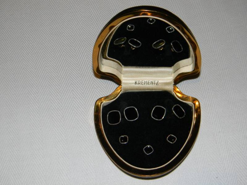 Art Deco Manschettenknöpfe & | 3 Ohrstecker Krementz Emaille Set Mit Original Präsentation Etui von TheConsummateImage