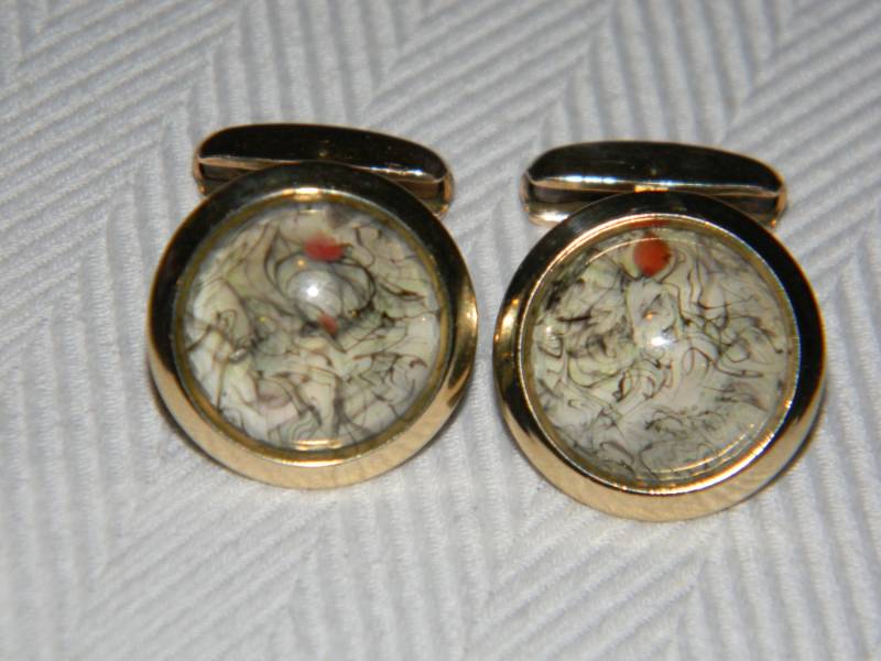 Vintage Hickok Reverse Abstrakte Farbe Unter Kristall Auf 1/40 10K Gerollt Gold Platte Manschettenknöpfe von TheConsummateImage