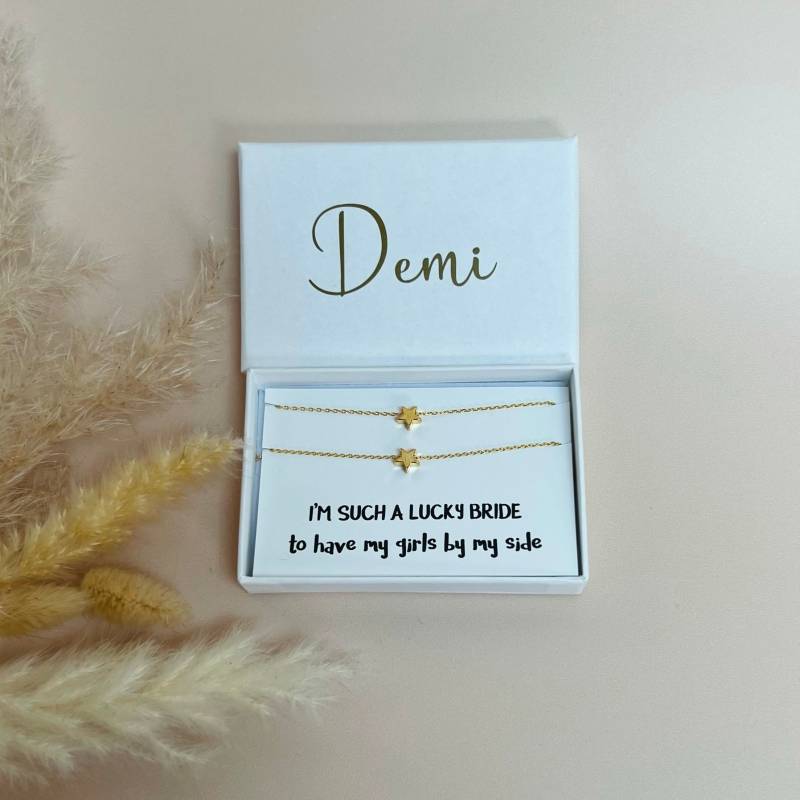 Brautjungfer Armband & Halskette Set | Geschenk/Blumenmädchen Hochzeitsschmuck Personalisierte Brautjungfer Armband & Halskette Set | Geschenk/Blumenmädchen Hochzeitsschmuck Personalisierte von TheCosmicChic
