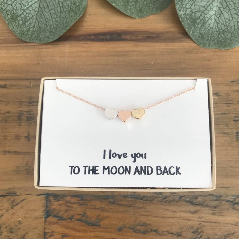 Dreifach Herz Anhänger Halskette Rosegold, Gold & Silber Dreifach Herz Anhänger Halskette Rosegold, Gold & Silber von TheCosmicChic