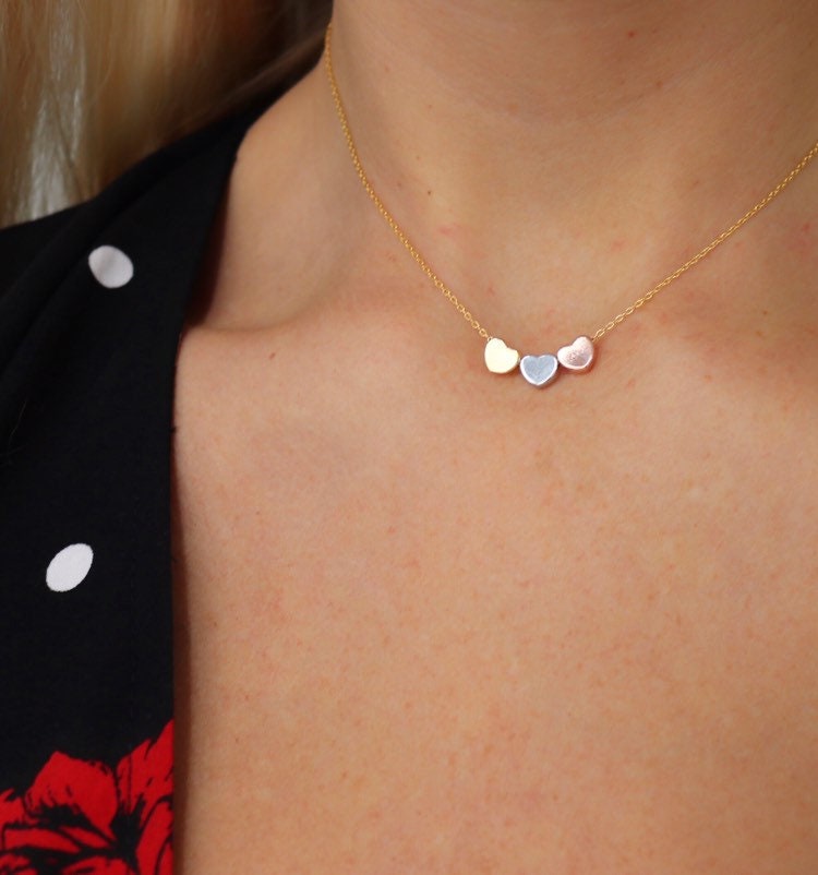 Dreifach Herz Anhänger Halskette Rosegold, Silber & Gold Dreifach Herz Anhänger Halskette Rosegold, Silber & Gold von TheCosmicChic