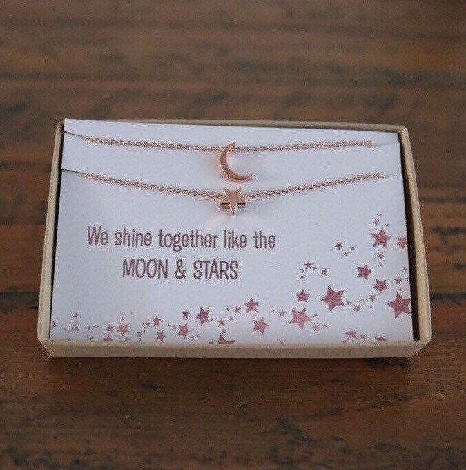 Rose Gold Halskette Set Stern, Mond, Herz Anhänger Rose Gold Halskette Set Stern, Mond, Herz Anhänger von TheCosmicChic