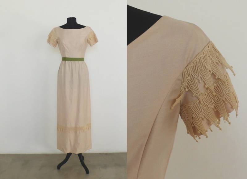 1960Er Jahre Harry Keiser Creme Brautjungfernkleid | Formale von TheCostumedCloset