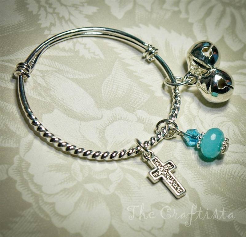 Baby Armreif Versilbert März Geburtsstein Aquamarin, Swarovski Kristall Säugling, Kleinkind von TheCraftista