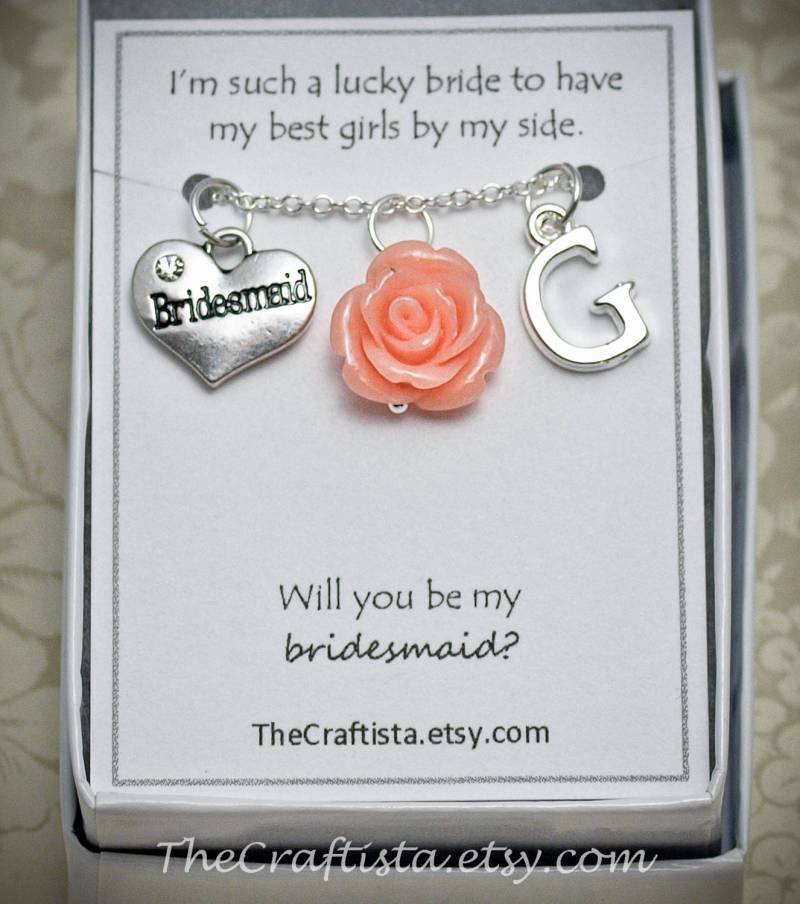 Personalisierte Brautjungfer Halskette Mit Farbmotiv Und Initiale -Bm09 - Vintage Inspirierte Halskette, Geschenk von TheCraftista