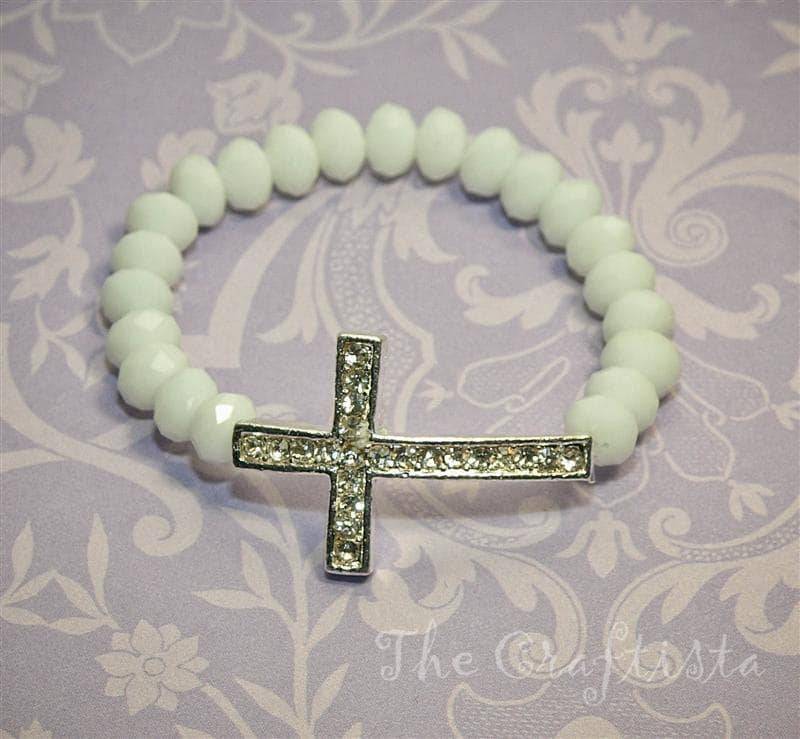 Seitlich Kreuz Armband Strass Silber Weiße Kristalle von TheCraftista