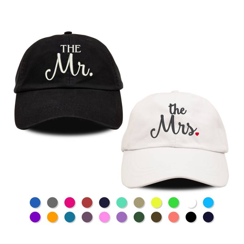 Mr. Und Mrs. Hat Set Bestickte Cotton Twill Honeymoon Hats Mr. Und Mrs. Hat Set Bestickte Cotton Twill Honeymoon Hats von TheCraftyStitches