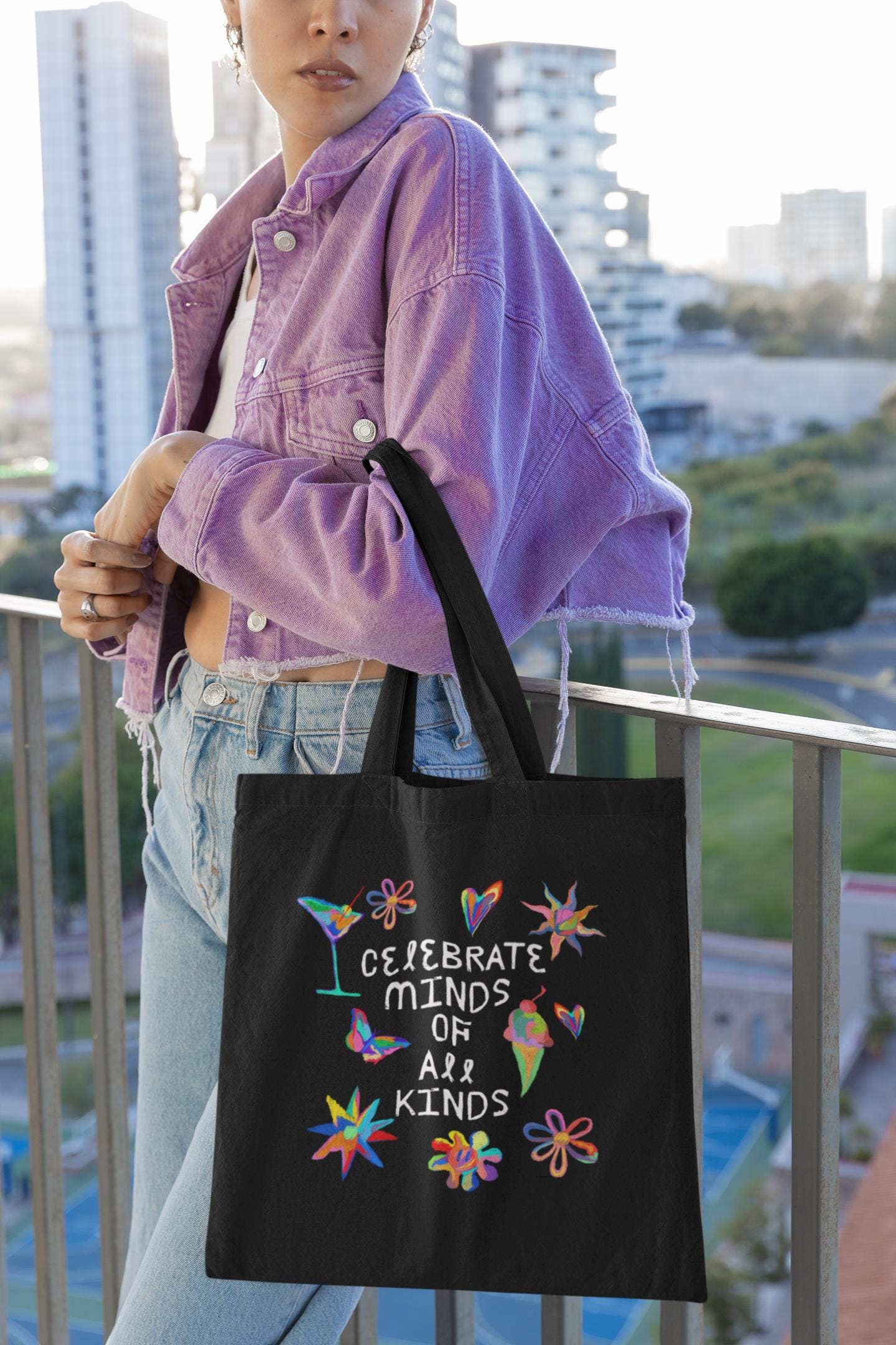 Kunterbunte Neurodiversität Statement Tragetasche, Adhs Autismus Dyslexie, Self-Love Statement, Celebrate Minds Of All Kinds Jutebeutel von TheCreativeSky