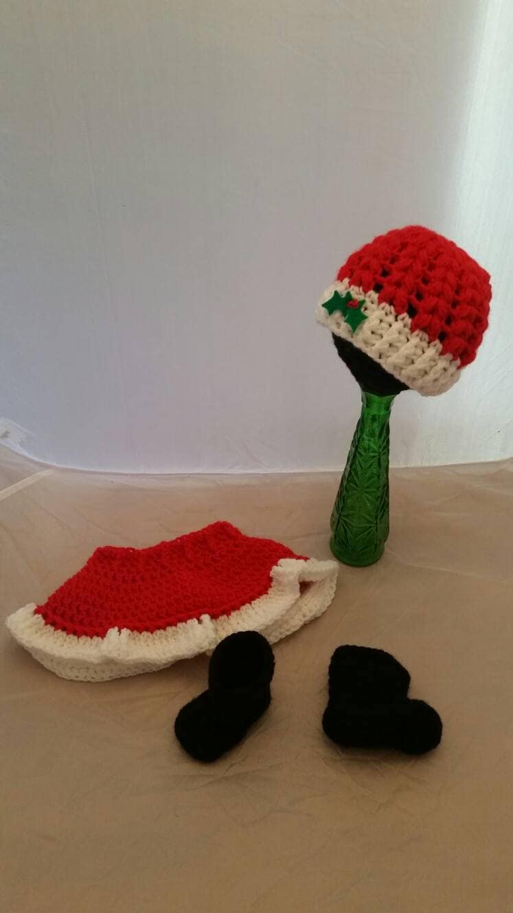 Baby Mädchen Weihnachts Outfit Und Foto Requisiten von TheCrochetCorgi