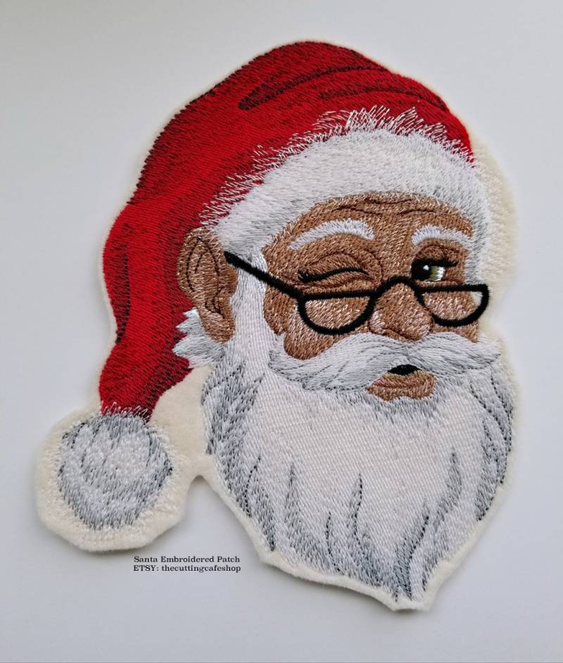 Gestickter Weihnachtsmann Aufnäher Weihnachtsapplikation Zum Aufbügeln | 15x12 cm von TheCuttingCafeShop