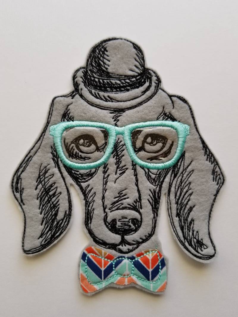 Dapper Dackel Bestickter Patch - Stickerei, Hund Mit Linse Applikation von TheCuttingCafeShop