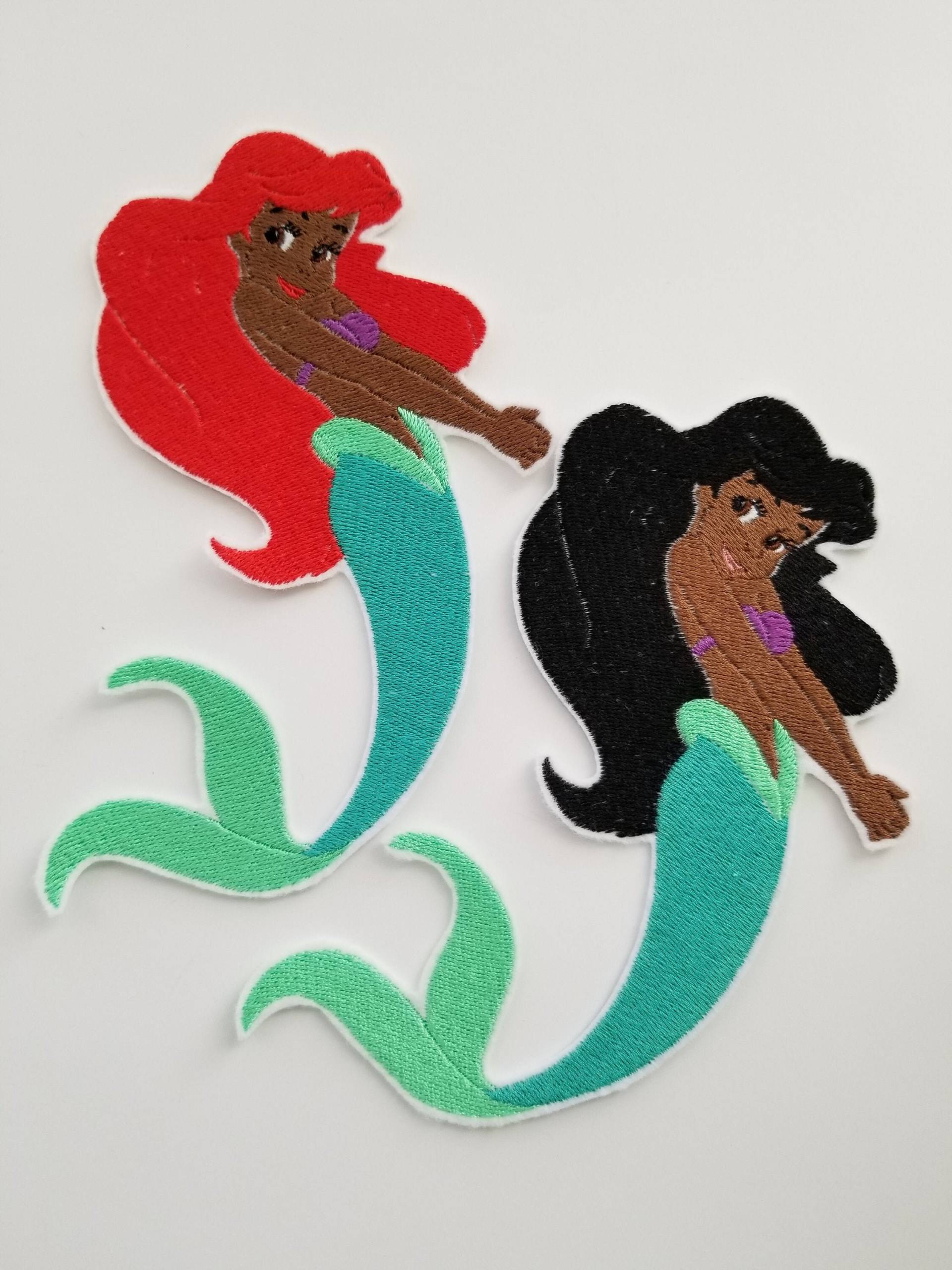 Meerjungfrau Gestickter Aufnäher - African American Fisch Unterwasser Wasser von TheCuttingCafeShop