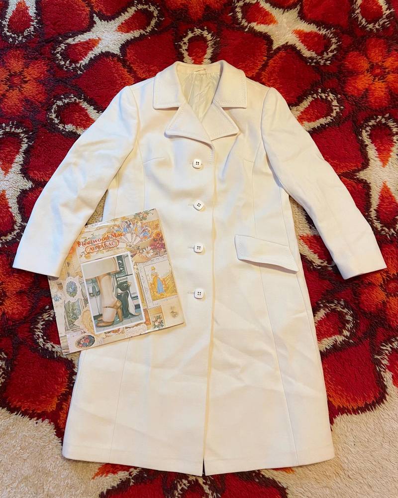 60Er 70Er Jahre Wollmantel/Mantel Aus Wolle in Weiß | Mid Century Vintage von AliceGroovy