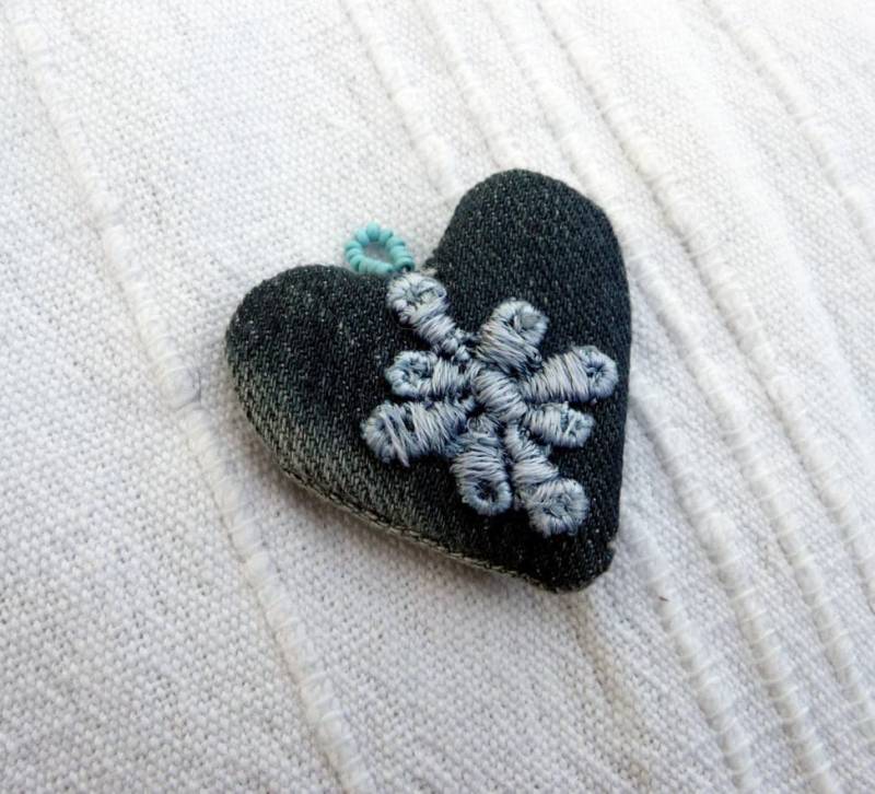 Borealis - Jeans Herz Anhänger Halskette Mit Stickerei Hypoallergen Und Weich Nordlicht Borealis - Jeans Herz Anhänger Halskette Mit Stickerei Hypoallergen Und Weich Nordlicht von TheDenimWitch