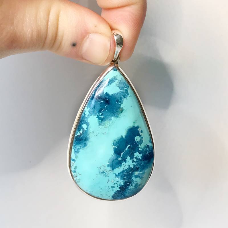 Atemberaubender Chrysokoll Anhänger - Sterling Silber Dezember Geburtsstein Schmuck Moldavit von TheDesertGoddess