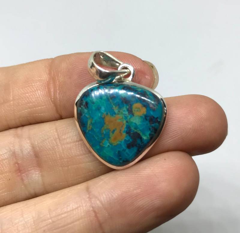 Bunter Chrysokoll Anhänger - Sterling Silber Halskette Dezember Geburtsstein Schmuck Moldavit von TheDesertGoddess