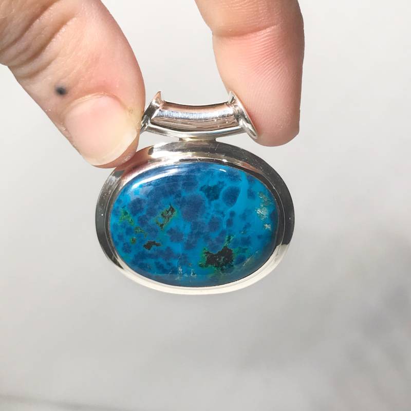 Chrysokoll Anhänger - Sterling Silber Dezember Geburtsstein Schmuck Moldavit von TheDesertGoddess