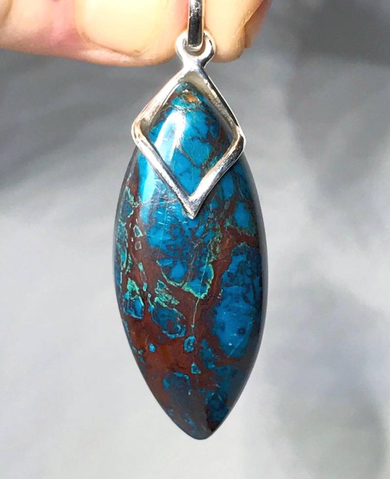 Chrysokoll Anhänger - Sterling Silber Dezember Geburtsstein Schmuck Moldavit von TheDesertGoddess