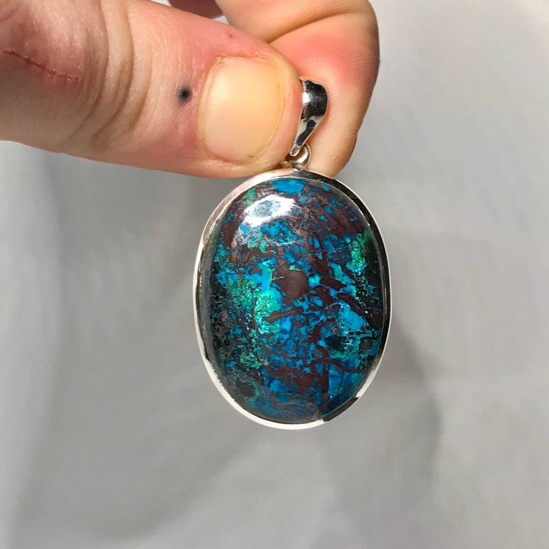 Chrysokoll Anhänger - Sterling Silber Dezember Geburtsstein Schmuck Moldavit von TheDesertGoddess