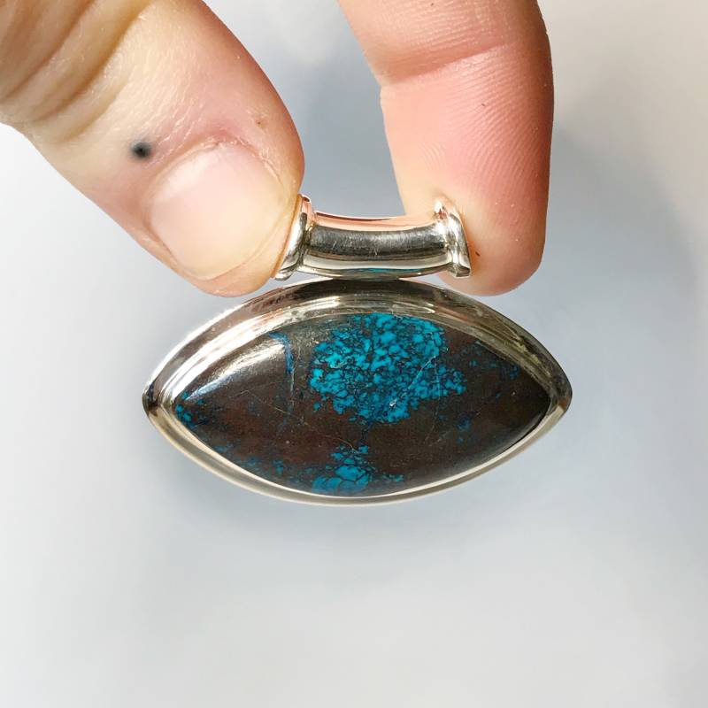 Chrysokoll Anhänger - Sterling Silber Dezember Geburtsstein Schmuck Moldavit von TheDesertGoddess