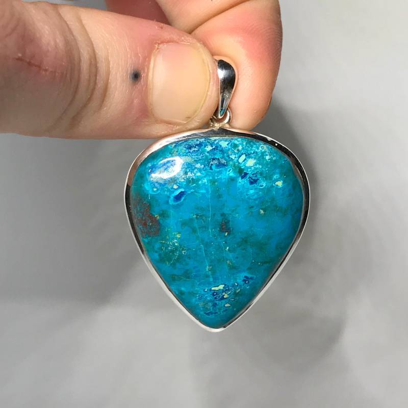 Chrysokoll Türkis Anhänger - Sterling Silber Dezember Geburtsstein Schmuck Moldavit von TheDesertGoddess