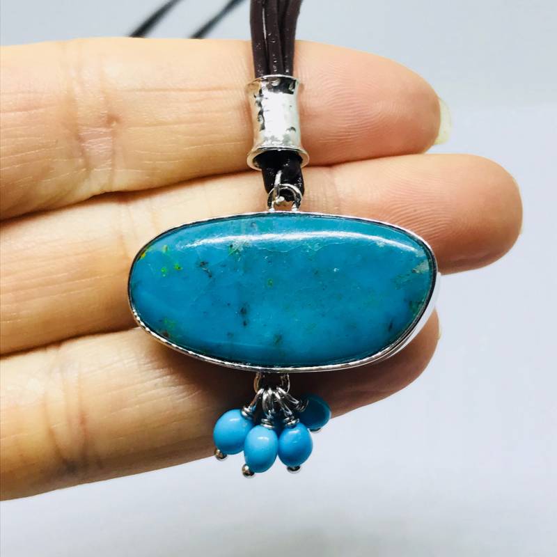 Doppelseitig Türkisfarbenes Pendant - Sterling Silber Dezember Birthstone Türkisfarbener Schmuck Birthstone-Schmuck-Moldavit von TheDesertGoddess