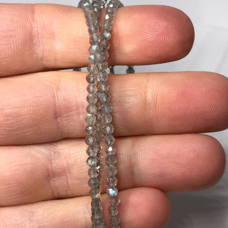 Facettierte Labradorit Perlen Strang - Sterling Silber Zierlicher Schmuck Blaue Stein Perlenkette Birthstone Moldavit von TheDesertGoddess