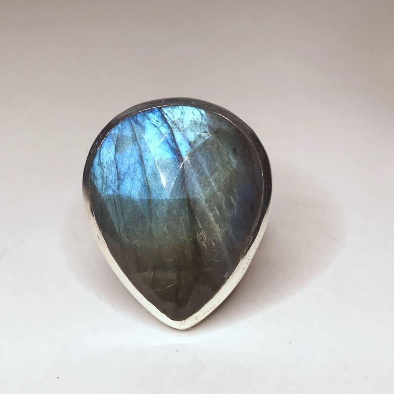 Facettierte Labradorit Ring Us 5, 75 - Sterling Silber Verlobungsring Blauer Stein Geburtsstein Schmuck Moldatete von TheDesertGoddess