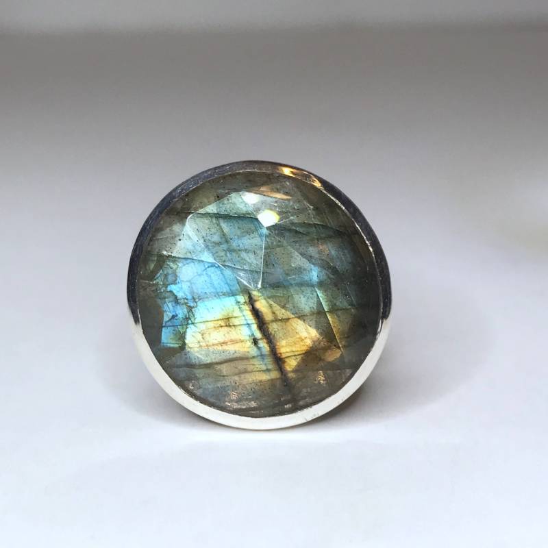 Facettierte Labradorit Ring Us 5 - Sterling Silber Verlobungsring Blauer Stein Birthstone Schmuck Moldatete von TheDesertGoddess