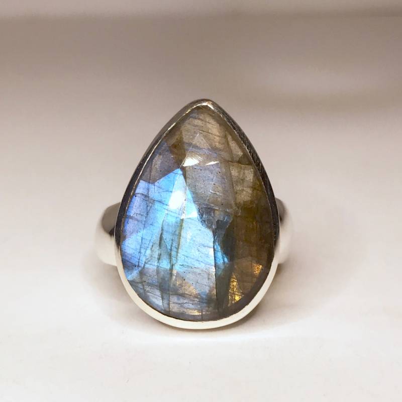 Facettierte Labradorit Ring Us 8, 25 - Sterling Silber Verlobungsring Blauer Stein Geburtsstein Schmuck Moldatete von TheDesertGoddess