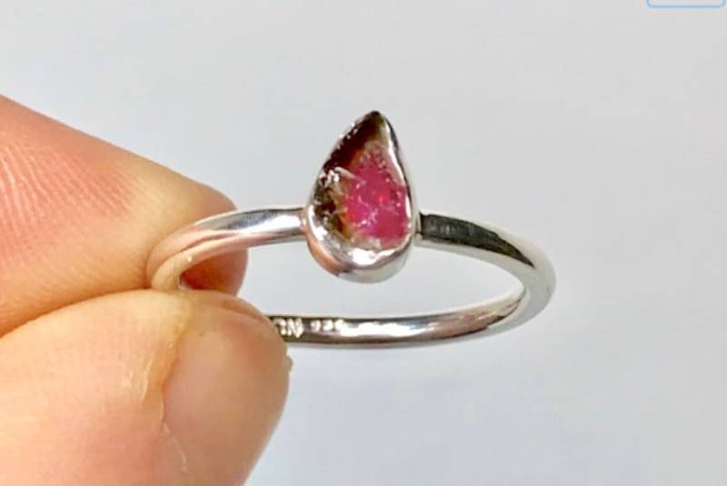 Grober Wassermelon Turmaline Ring Us 6-Sterling Silber-Rosa Stein Schmuck-Oktober Birthstone-Tourmaline Schmuck-Birthstone Schmuck von TheDesertGoddess