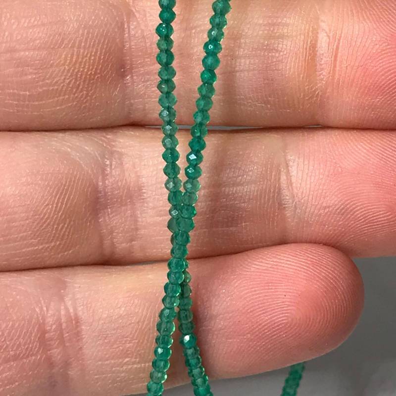 Hand Geschnittener Grüner Onyx Perlen Strang - Sterling Silber Schmuck Grüner Stein Halskette Mai Geburtsstein Moldavit von TheDesertGoddess