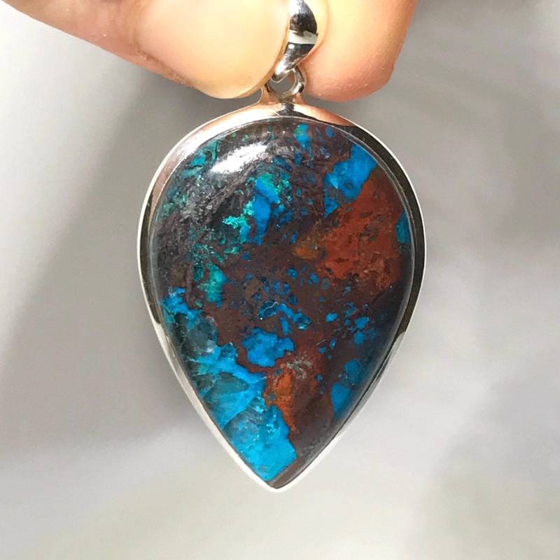 Hochwertiger Chrysokoll Anhänger - Sterling Silber Dezember Geburtsstein Schmuck Moldavit von TheDesertGoddess