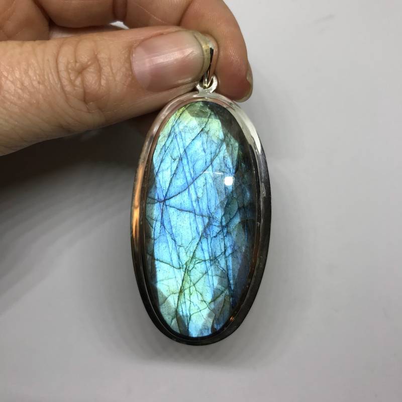 Labradorit Anhänger - Sterling Silber Blau Stein Birthstone Schmuck Halskette von TheDesertGoddess