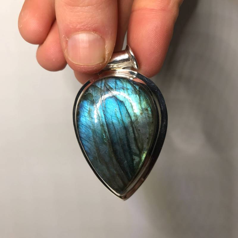 Labradorit Anhänger - Sterling Silber Halskette Blauer Stein Geburtsstein Schmuck Moldavite von TheDesertGoddess