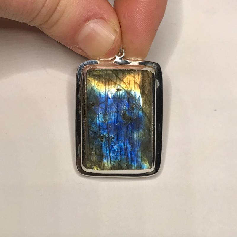 Labradorit Anhänger - Sterling Silber Halskette Blauer Stein Geburtsstein Schmuck Moldavite von TheDesertGoddess