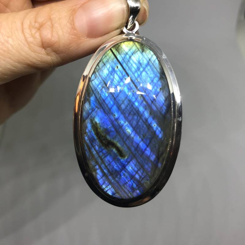 Labradorit Anhänger - Sterling Silber Halskette Schmuck Blau Stein Birthstone Moldavite von TheDesertGoddess