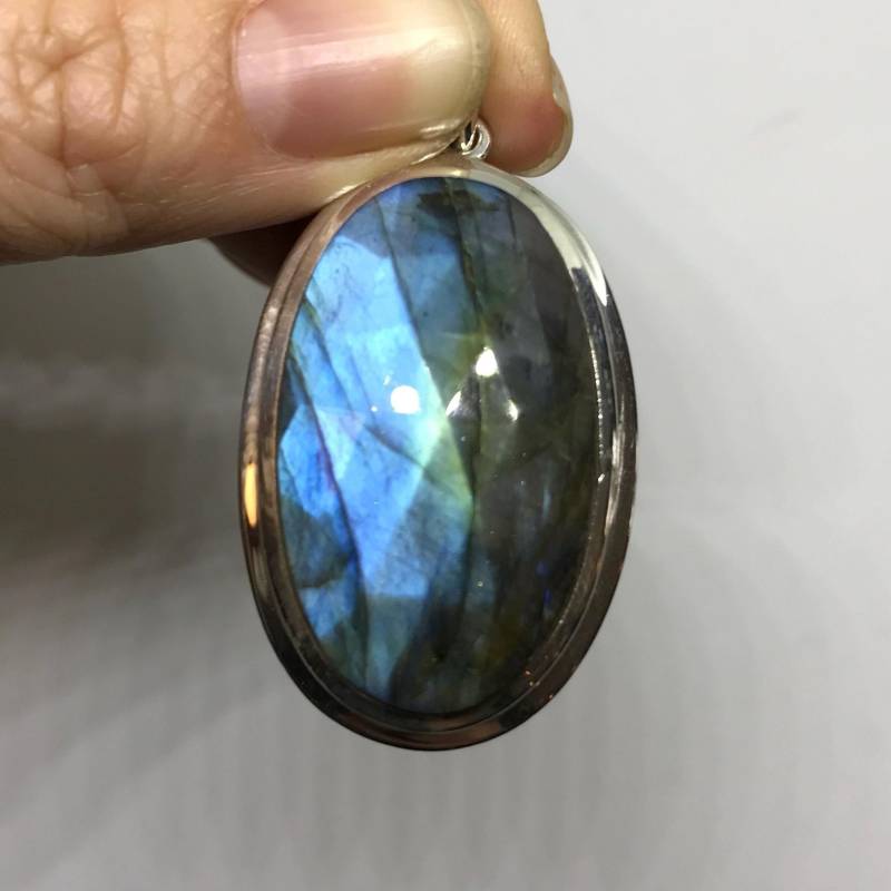 Labradorit Anhänger - Sterling Silber Halskette Schmuck Blauer Stein Geburtsstein Moldavit von TheDesertGoddess