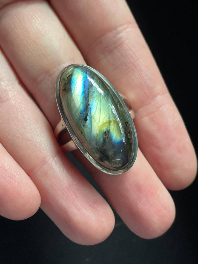 Labradorit Ring Größe 11 Usa - Sterling Silber Schmuck Blauer Stein Geburtsstein High Grade von TheDesertGoddess