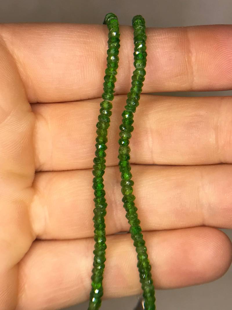 Lebender Chrom Diopsid Strang - Sterling Silber Schmuck Blauer Stein Perlen Halskette Birthstone Moldavit von TheDesertGoddess