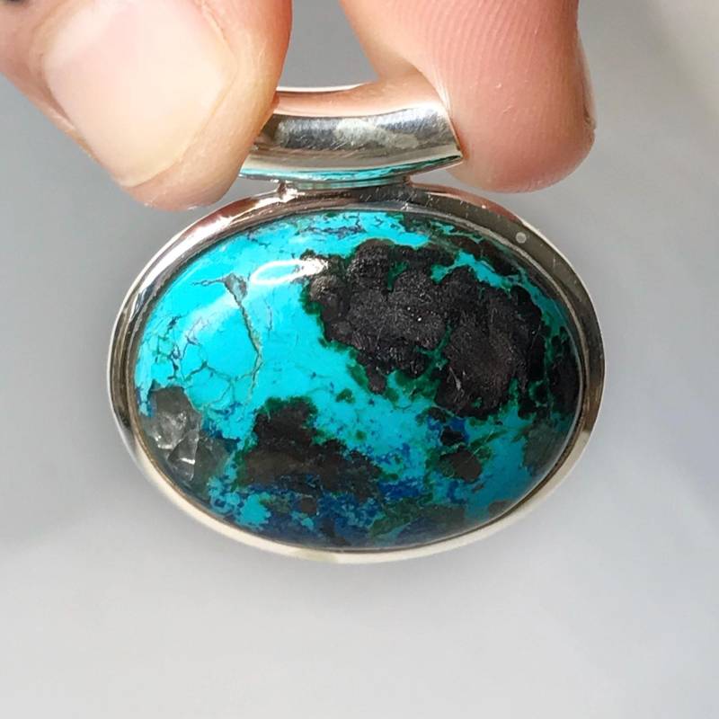 Mehrfarbiger Chrysokoll Anhänger - Sterling Silber Dezember Geburtsstein Schmuck Moldavit von TheDesertGoddess