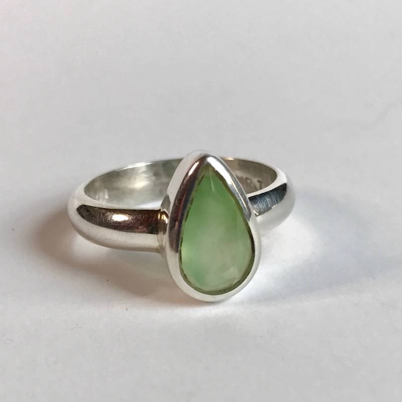 Ozean Grüner Chrysopras Ring Us 8 - Facettiertes Sterling Silber Grüner Stein Schmuck Handgemacht Echter von TheDesertGoddess
